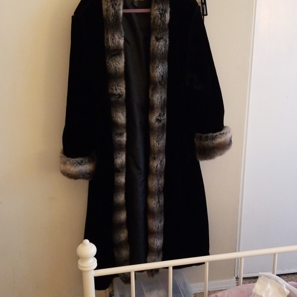 Faux fur long coat